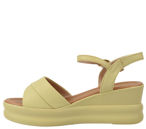 Sandale casual, dama, FORMAZIONE, 2719 galben, piele naturala, platforma